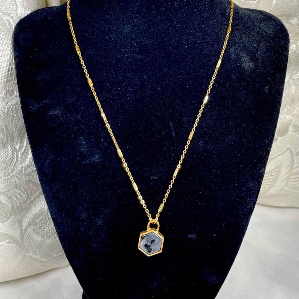 NEW! Marble Hexagon Pendant Necklace